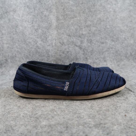 Skechers Shoes Womens 6 Bobs Slip On Loafer Memory Foam Casual Blue Comfort Flat - Picture 1 of 11